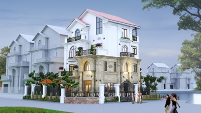 Mẫu biệt thự nhà vườn 4 tầng tân cổ điển