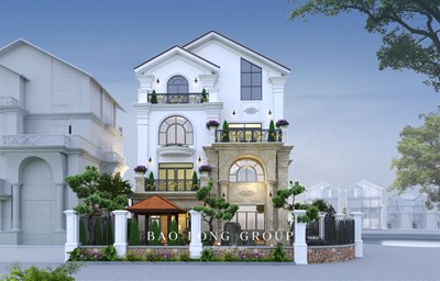 Mẫu biệt thự nhà vườn 4 tầng tân cổ điển