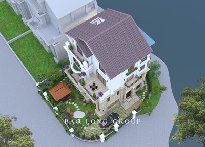 Mẫu biệt thự nhà vườn 4 tầng tân cổ điển