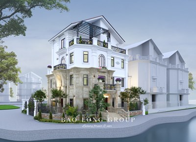 Mẫu biệt thự nhà vườn 4 tầng tân cổ điển