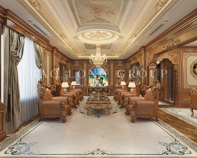 Mẫu thiết kế phòng khách biệt thự tân cổ điển