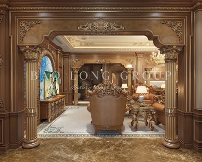 Mẫu thiết kế phòng khách biệt thự tân cổ điển