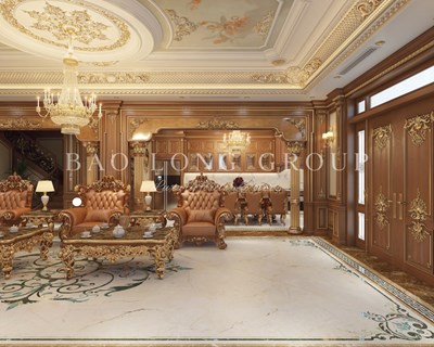 Mẫu thiết kế phòng khách biệt thự tân cổ điển