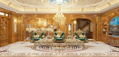 Mẫu thiết kế phòng khách, phòng bếp phong cách tân cổ điển