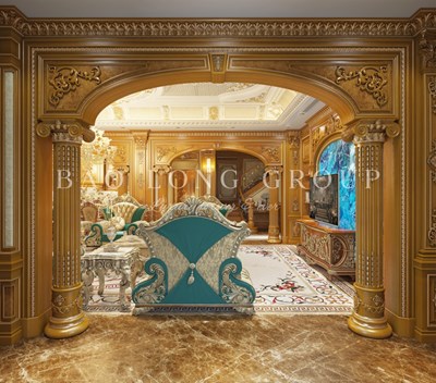 Mẫu thiết kế phòng khách, phòng bếp phong cách tân cổ điển